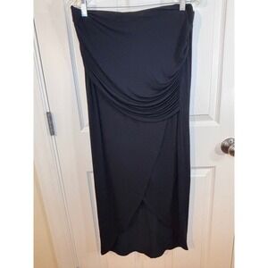 Cabi‎ Run Around Skirt Black Draped Tulip Hem Midi Ruching Knit Womens Medium